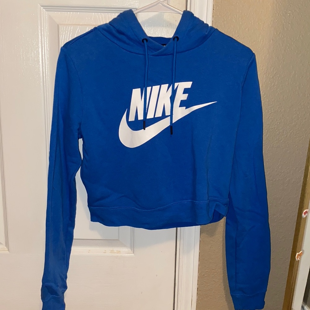 Nike blue cropped hoodie size small